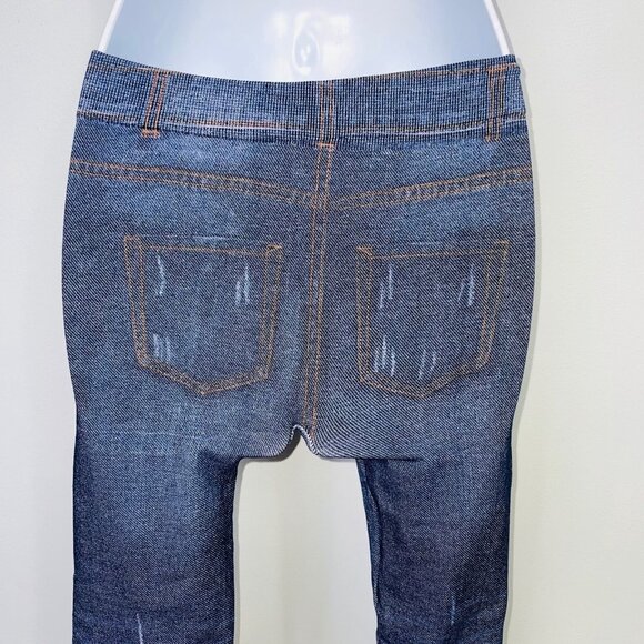 Weissman 10341 Adult Dance Size S Blue Stretch Leggings Distressed Jeggings - Picture 7 of 11